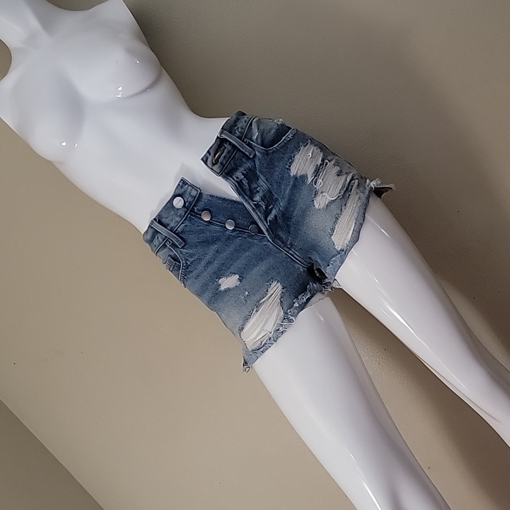 Frame Denim Short Ripped Jeans With Buttons - Gem